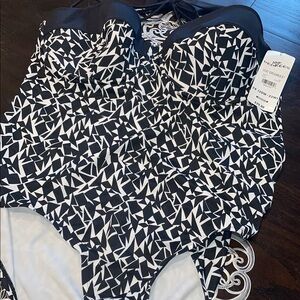 Black and White Geometric Swimsuit